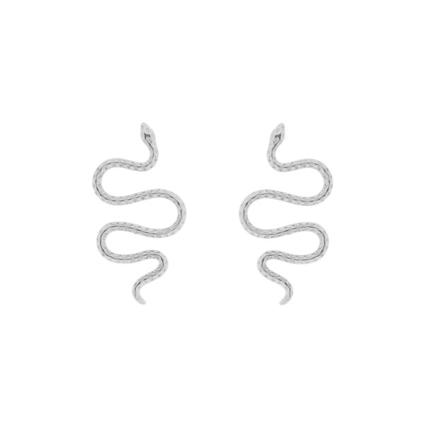 RODIUM-PLATED HOOP EARRING WITH MEDIUM SNAKE