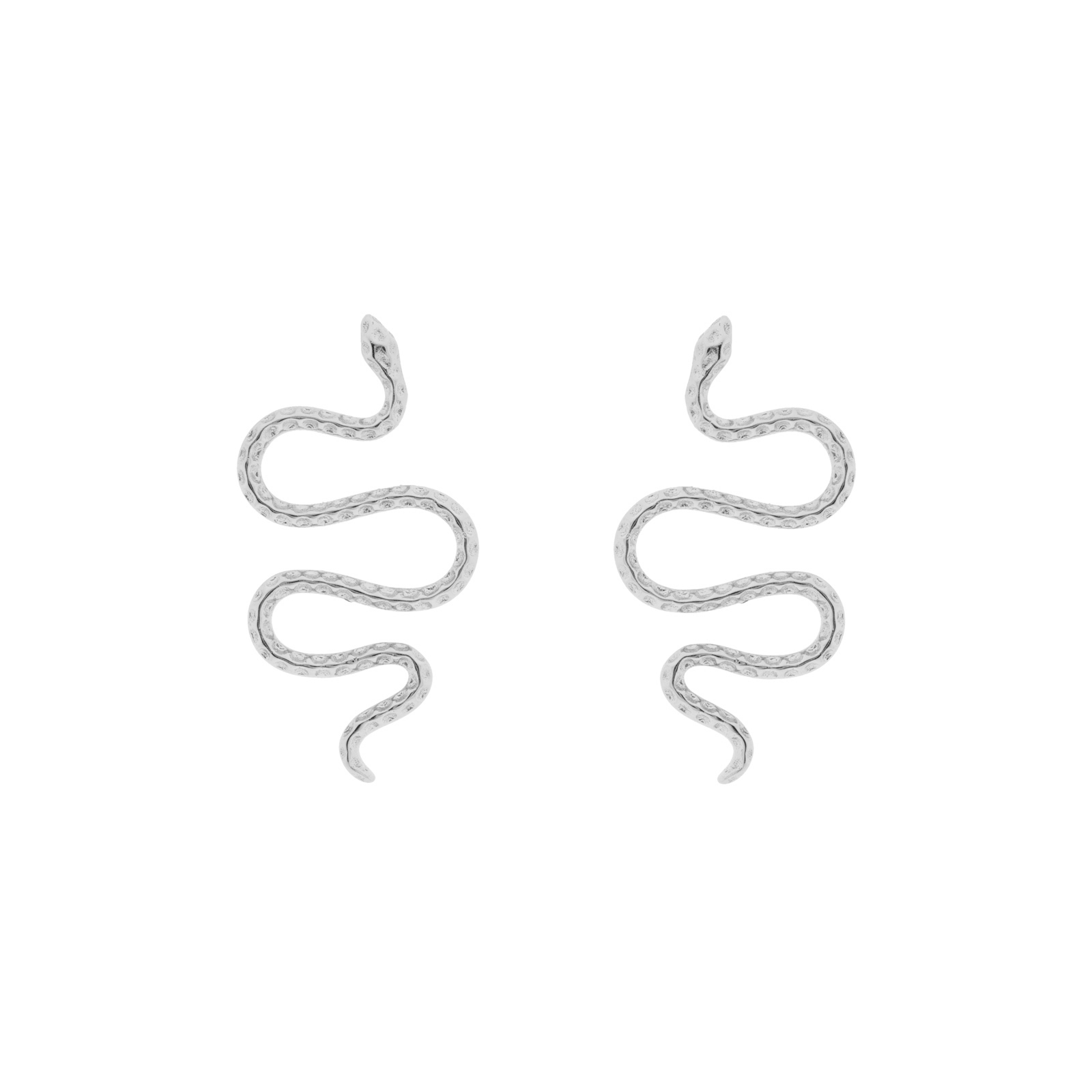RODIUM-PLATED HOOP EARRING WITH MEDIUM SNAKE