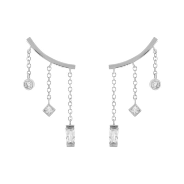 Climbing Earring plated with chains and zircons