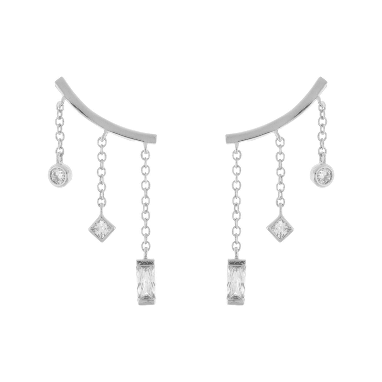 Climbing Earring plated with chains and zircons