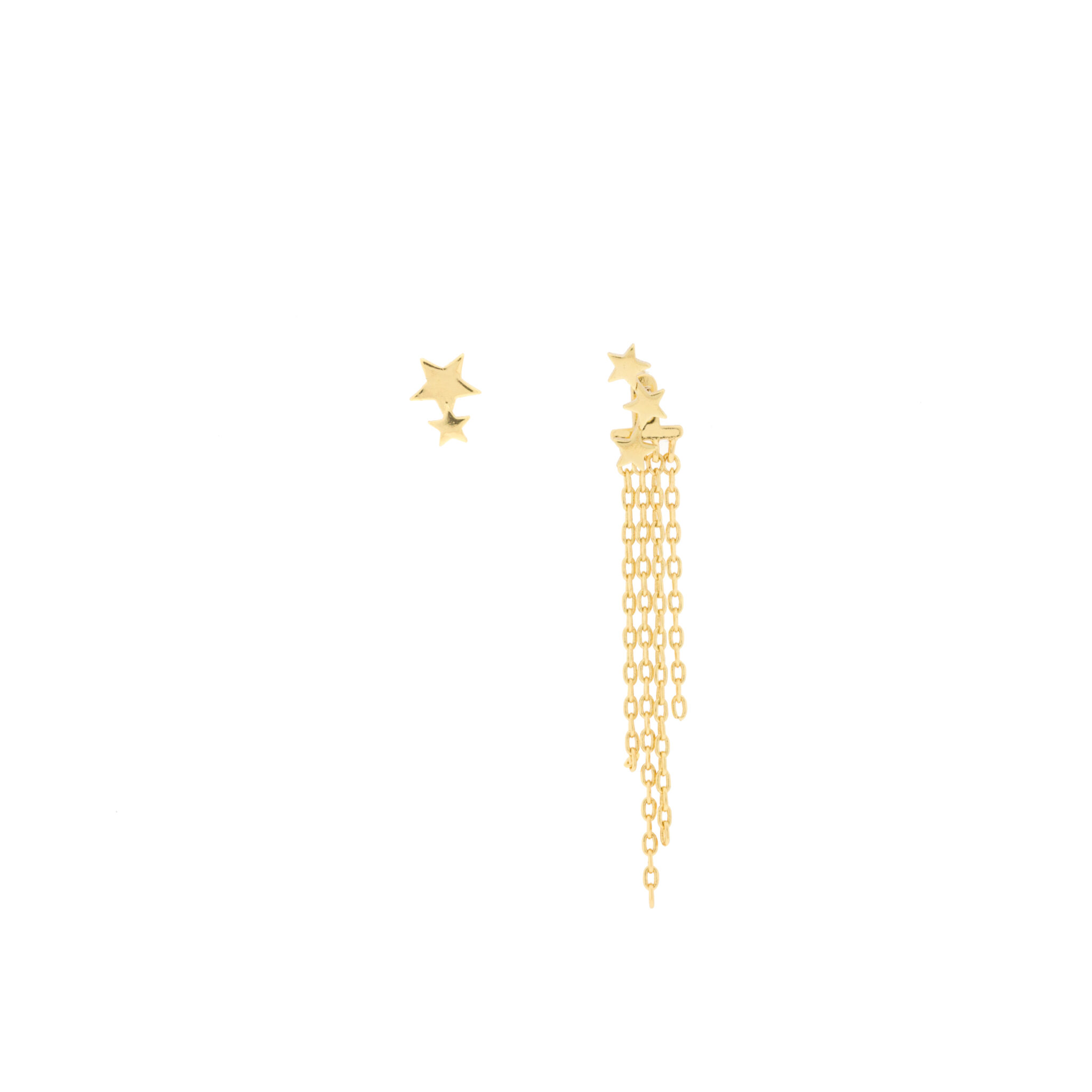 Gold-plated irregular stars and chains Earring