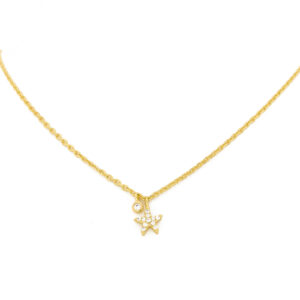 Double Earring with stars with Gold plated zircontites