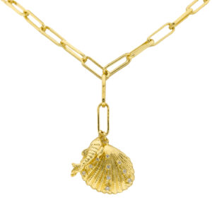 Colección mar Collar doble colgante chapado oro