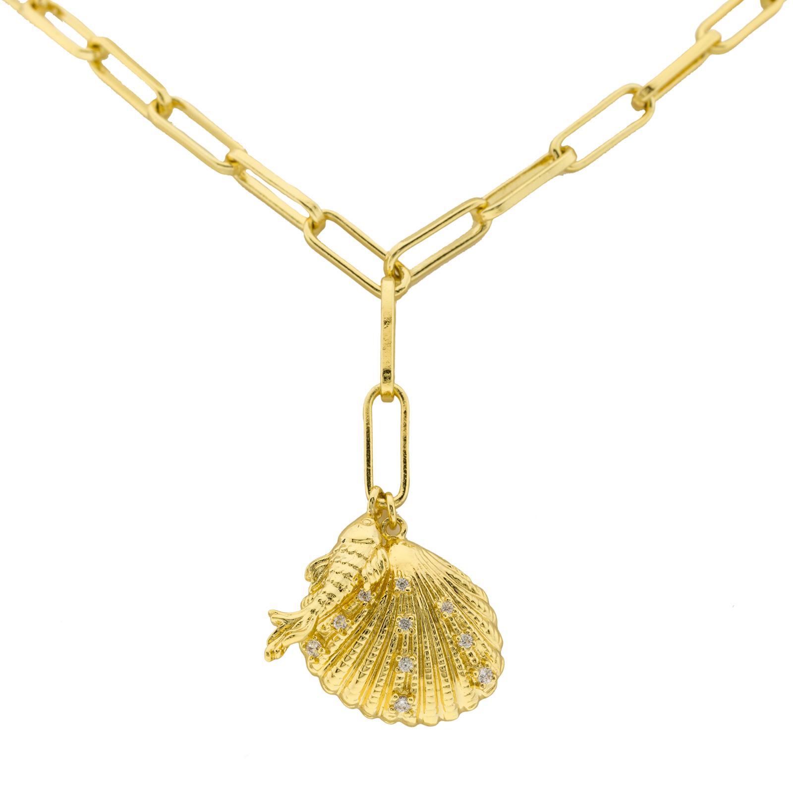 Colección mar Collar doble colgante chapado oro