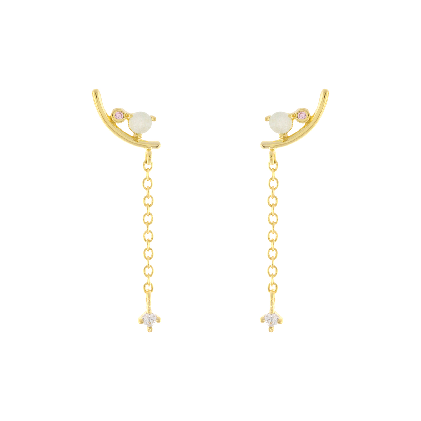 Gold-plated zirconia and chain climbing Earring