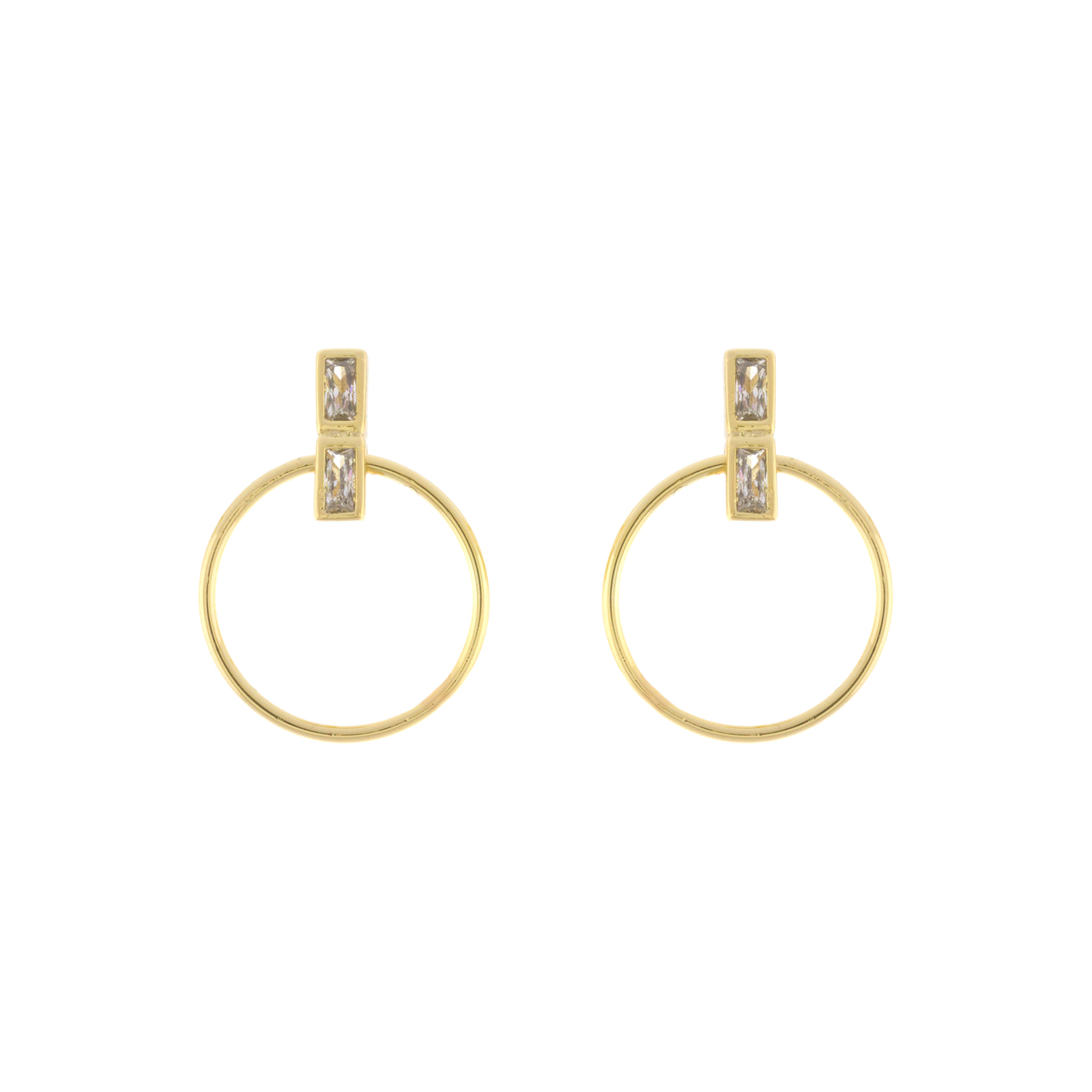 Earring with zirconia and Gold-plated pendant hoop