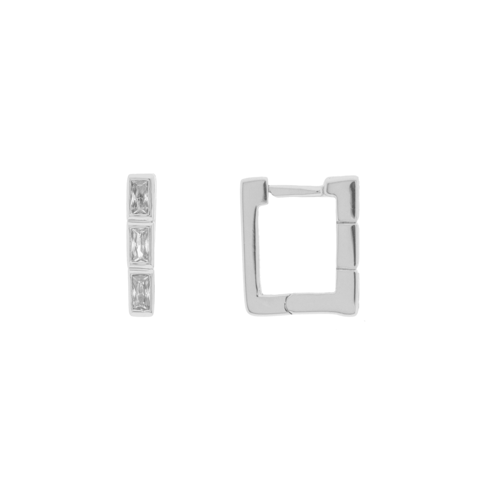 closed ring zirconia rodiated baguette