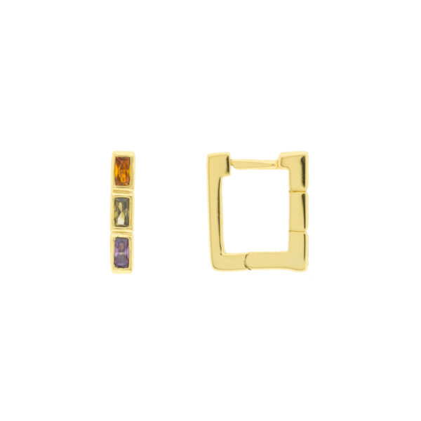 Multicolor baguette closed Earring