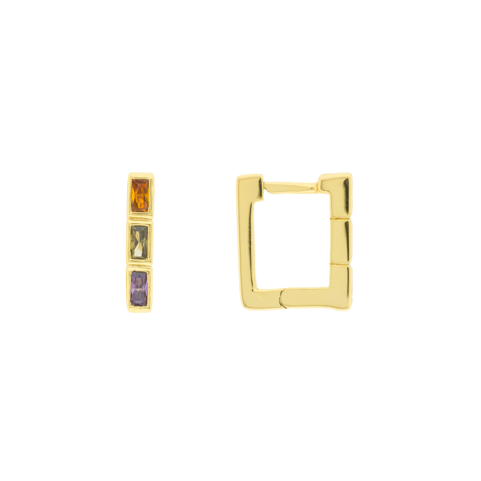 Multicolor baguette closed Earring