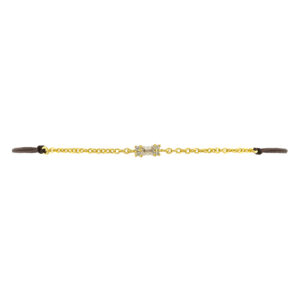 Adjustable bracelet with plated White baguete cut zirconia bracelet
