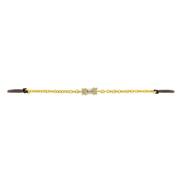 Adjustable bracelet with plated White baguete cut zirconia bracelet