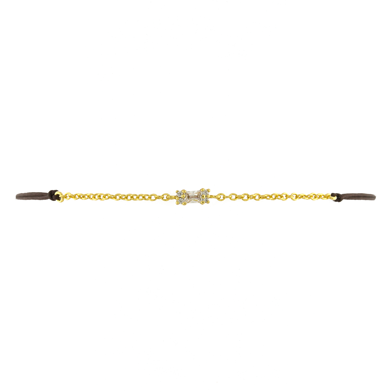 Adjustable bracelet with plated White baguete cut zirconia bracelet
