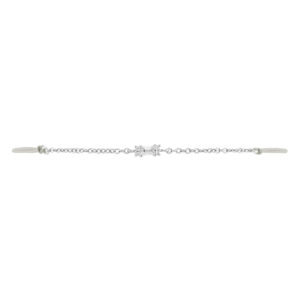 Adjustable bracelet with White rhodium baguete cut zirconia