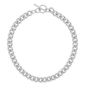 Rhodium-plated barbed chain with 40cm front closure