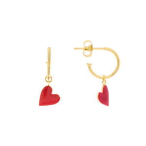 Collection heart enamelled red and pearl necklace
