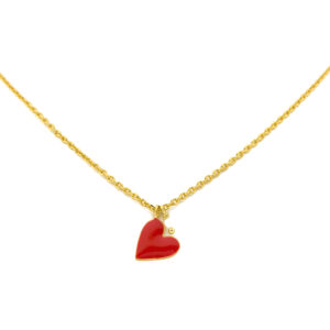 Red enamelled heart collection Gold plated ring