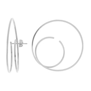 Pendiente chic Aro doble 40mm acabado rodio