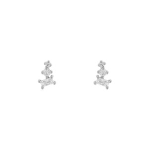 Earring 3 zirconia with rhodium finish