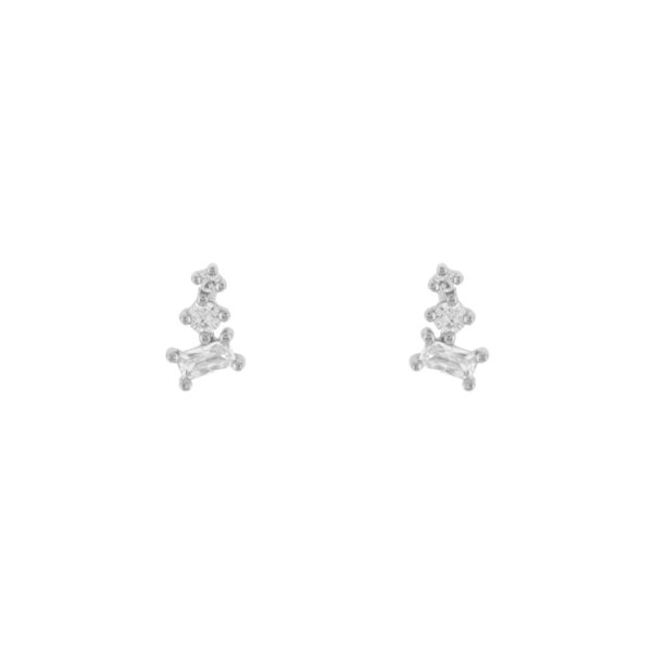 Earring 3 zirconia with rhodium finish