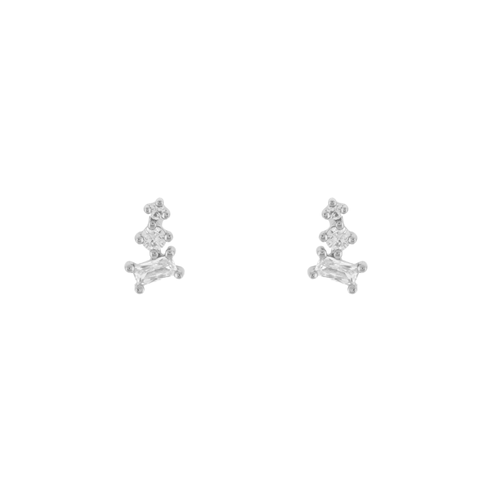 Earring 3 zirconia with rhodium finish