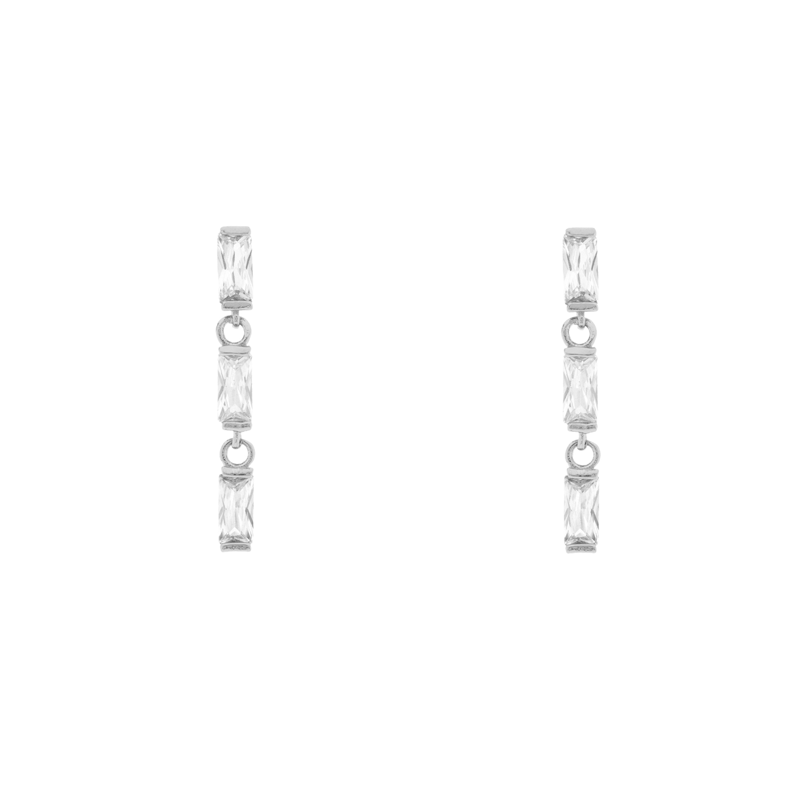 Baguette-cut zirconia earring