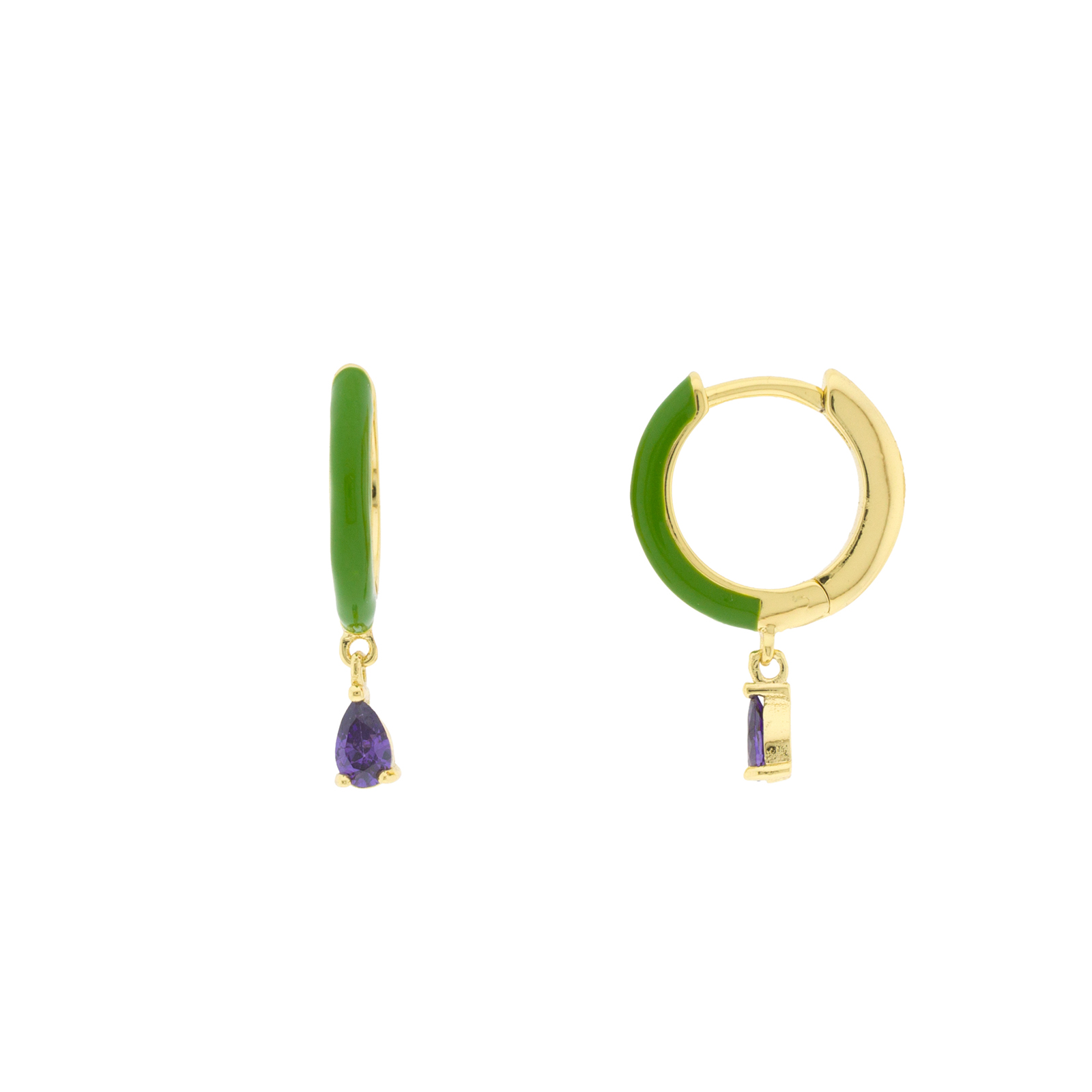 Aro verde esmaltado y circonita lila