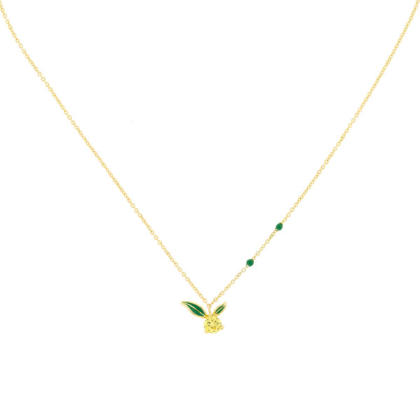 Collar Bilyfer limón con esmalte y circonita amarilla