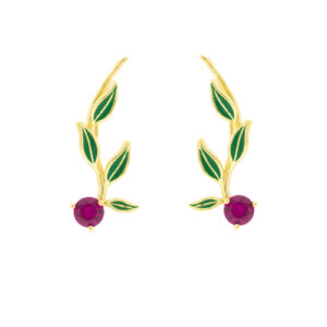 Climber Bilyfer strawberry enameled green leaves and fuchsia zirconia