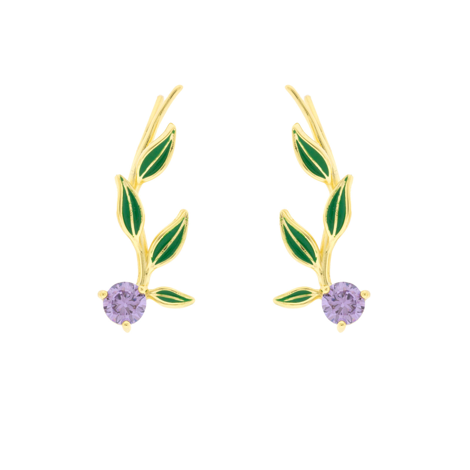 Climber Bilyfer blueberry with green enameled leaves and lilac zirconia.