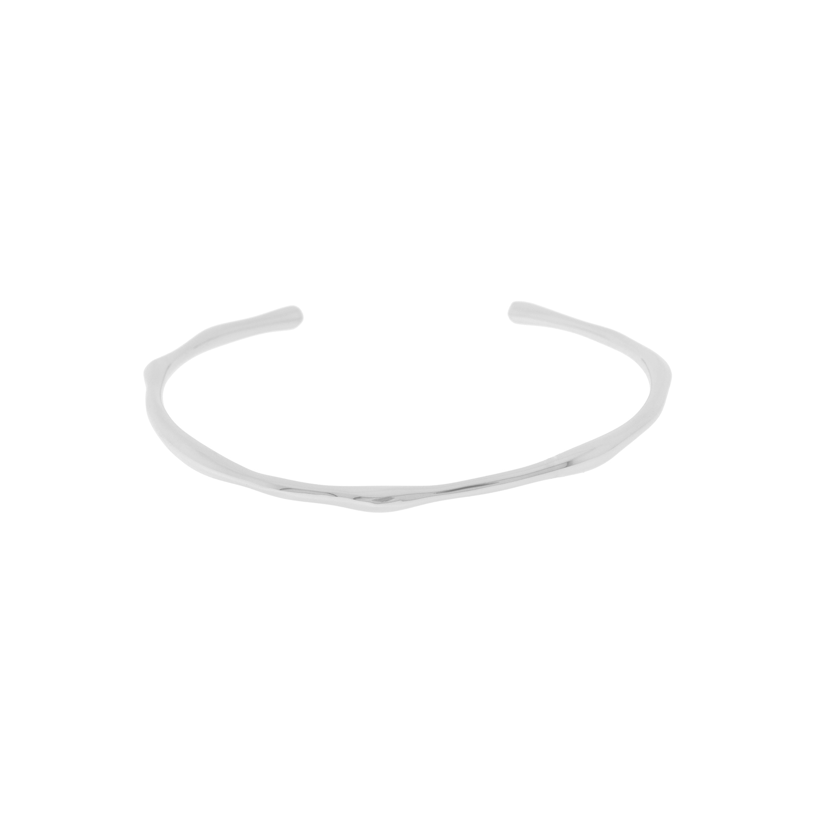 Open wave bracelet with rhodium finish