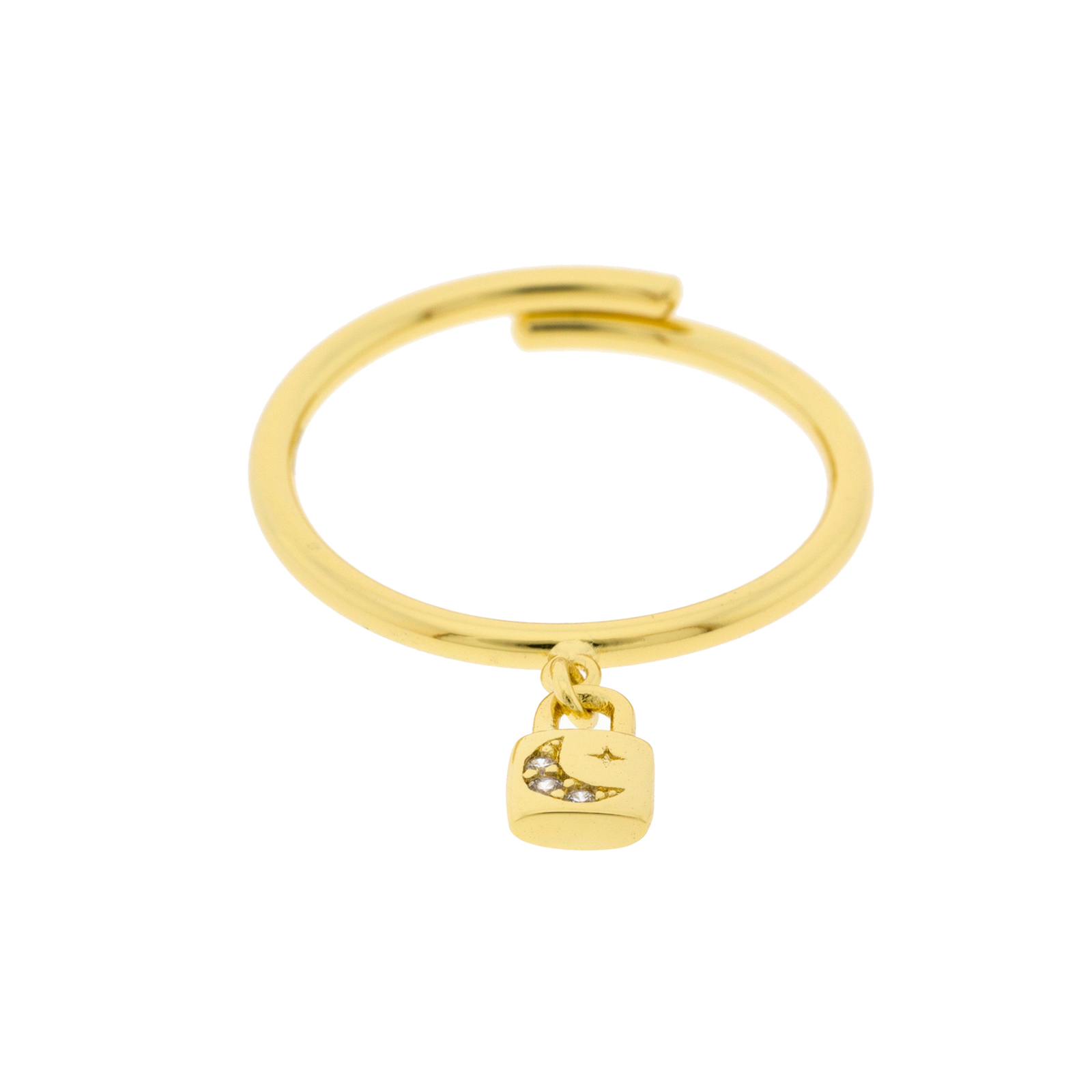 Universal padlock ring with zirconia moon