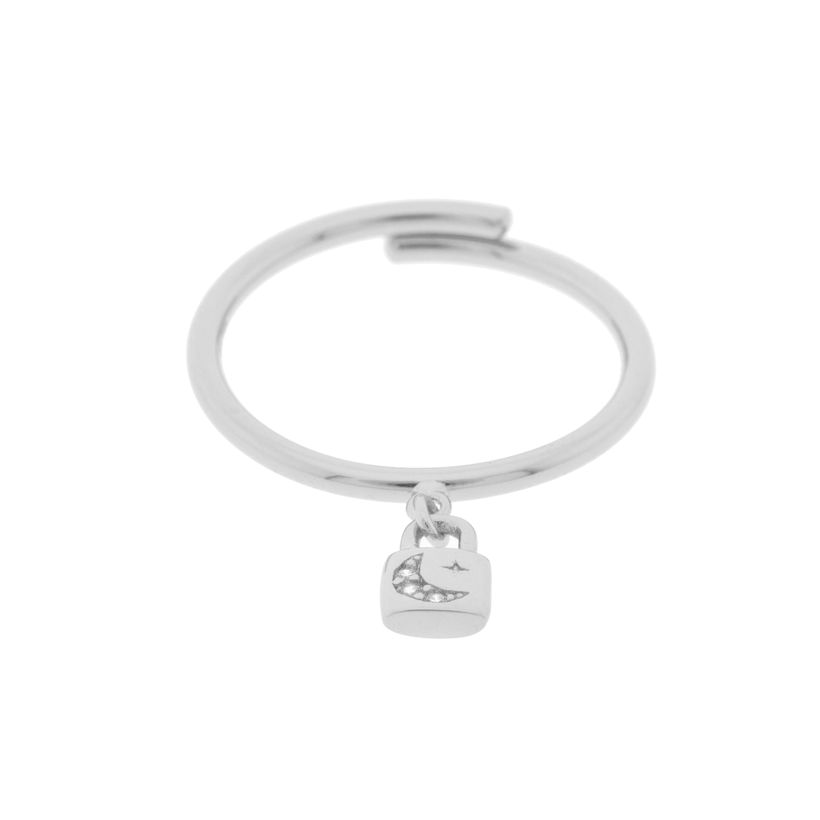 Universal padlock ring with zirconia moon