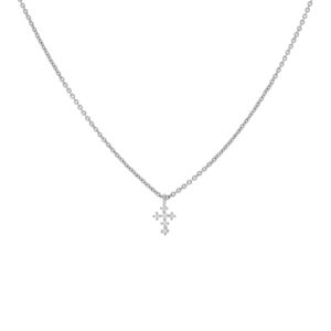 Collar regulable de 38 -45 cruz con circonitas rodiado