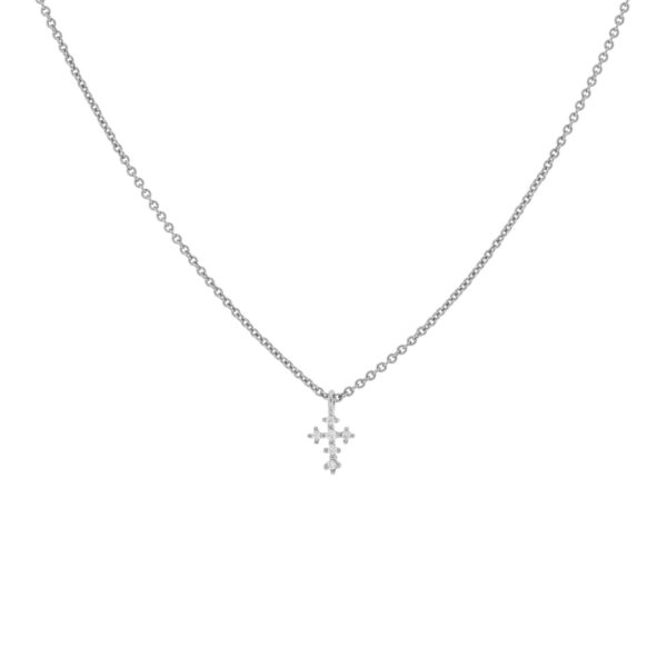 Collar regulable de 38 -45 cruz con circonitas rodiado