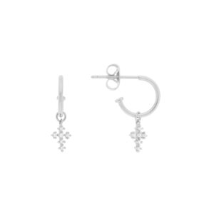 11mm hoop with rhodium plated gold plated zircons cross
