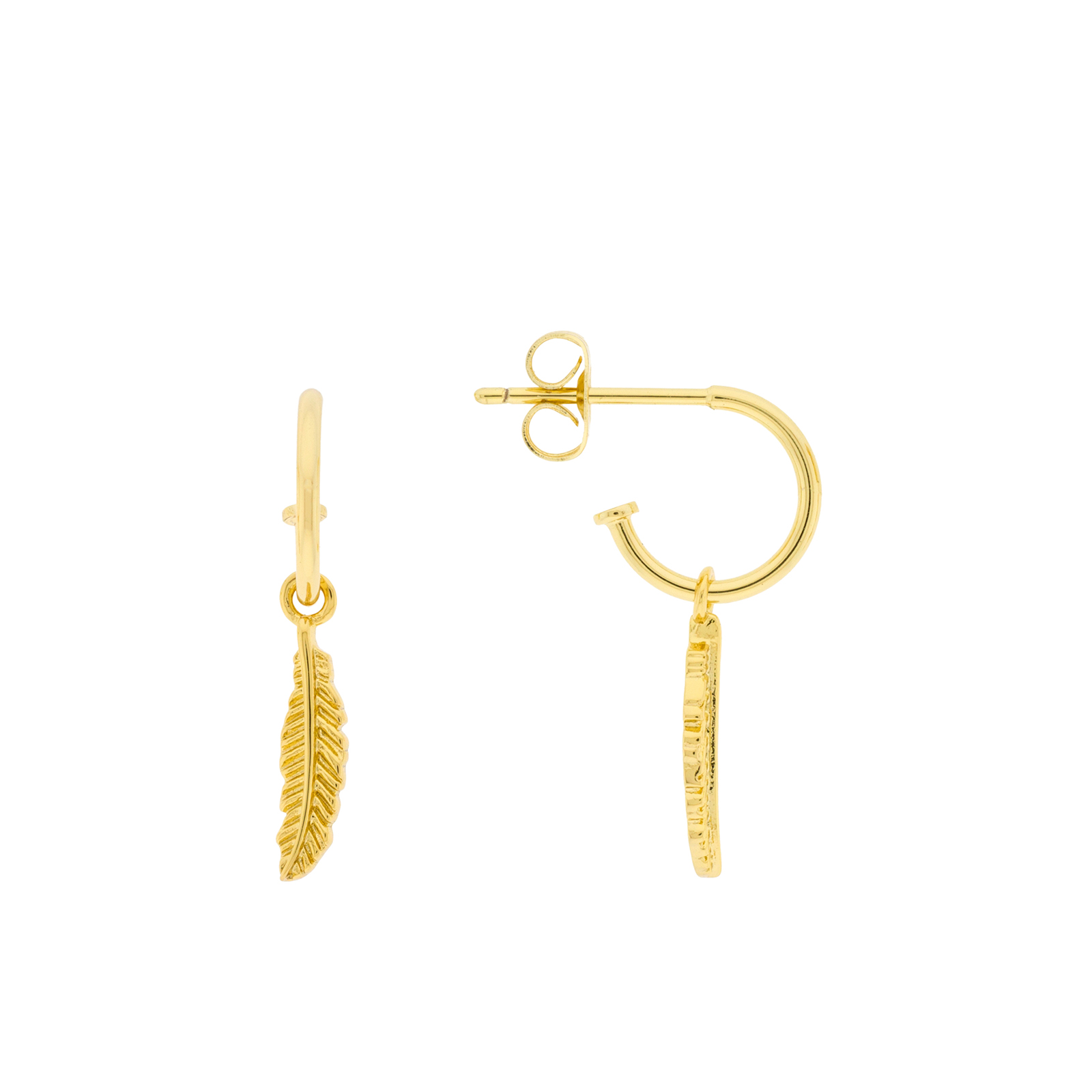 11mm small hoop with gold plated dangling leaf