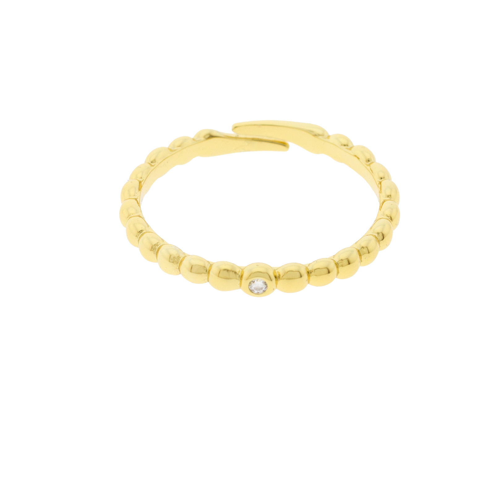 Universal size plated ring with zirconia