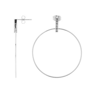 Earring with 40mm Hoop and Rhodium-Plated Zirconias
