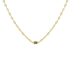 COLLAR RULO CON CIRCONITAS MULTICOLOR CHAPADO ORO