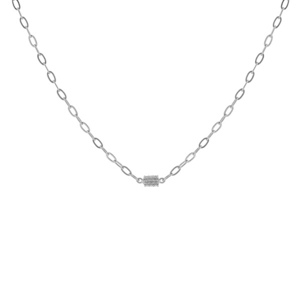 Cylinder Necklace with Zirconias Rhodium Finish