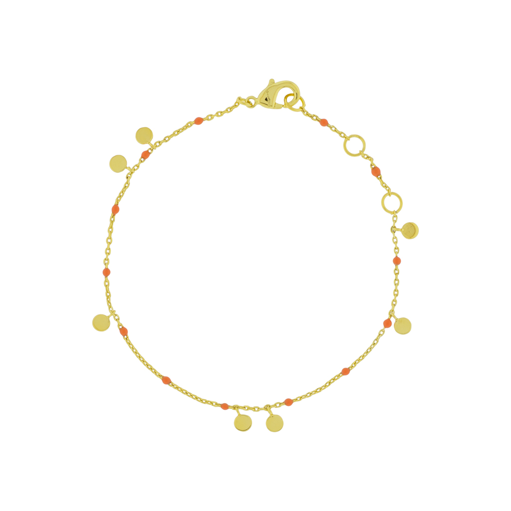 Orange Bracelet with Enamel and Hanging Pieces