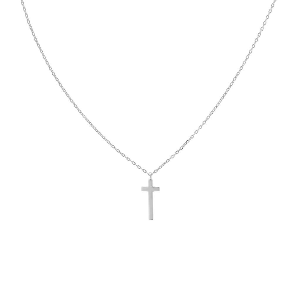 COLLAR CON CRUZ LISA 38+7CM DE EXTENSION RODIADO