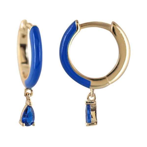 ARO AZUL ESMALTADO Y CHAPADO EN ORO CON CIRCONITA