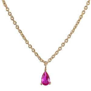 GOLD PLATED NECKLACE WITH FUCHSIA ZIRCONIA