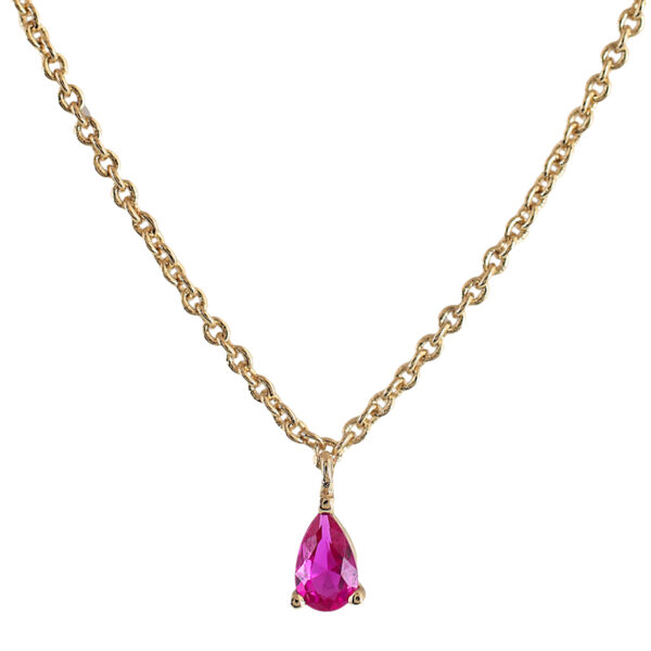COLLAR CHAPADO ORO CON CIRCONITA FUCSIA
