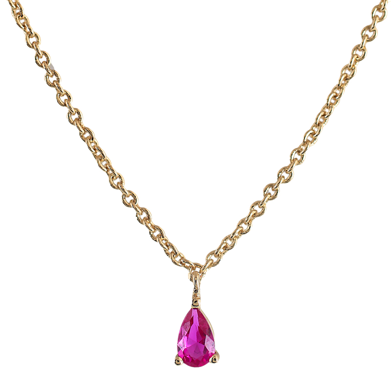 GOLD PLATED NECKLACE WITH FUCHSIA ZIRCONIA
