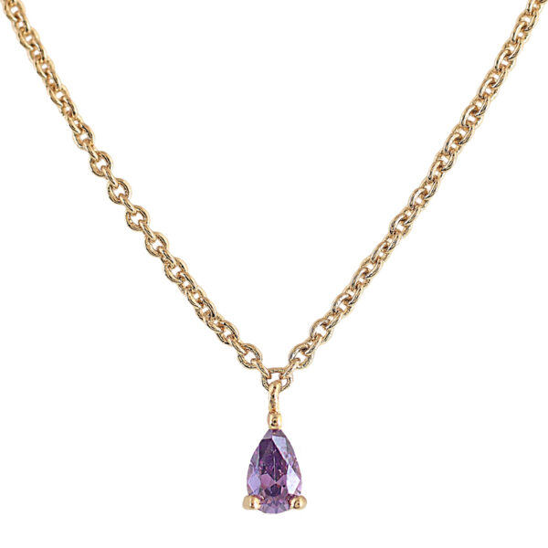 COLLAR CHAPADO ORO CON CIRCONITA LILA