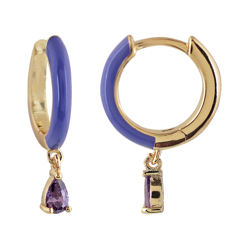 GREEN ENAMELED AND GOLD-PLATED RING WITH LILAC ZIRCONIA