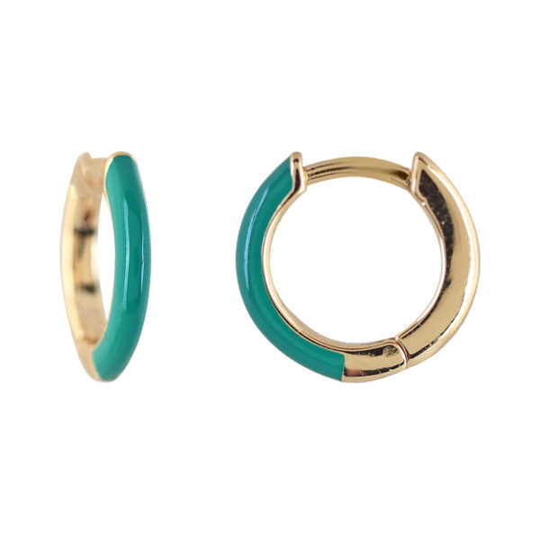 GREEN ENAMELED AND GOLD PLATED RING