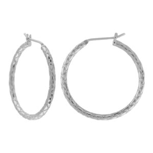19 MM DOUBLE HOOP WITH RHODIUM-PLATED SHELL PEARL